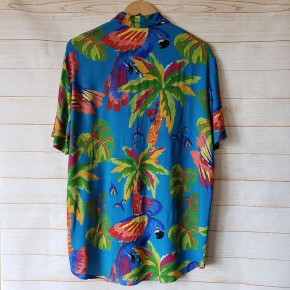 Farm Rio Sunny Day Unisex Tropical Shirt Button Front Short Sleeves Collar Small - Picture 10 of 16